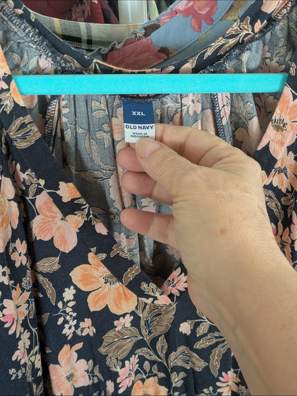 Old Navy Black Midi Dress with Peach Floral Print - Picture 2 of 3